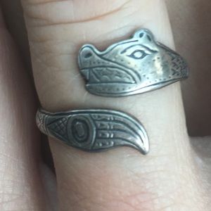 Bear tribal sterling silver ring